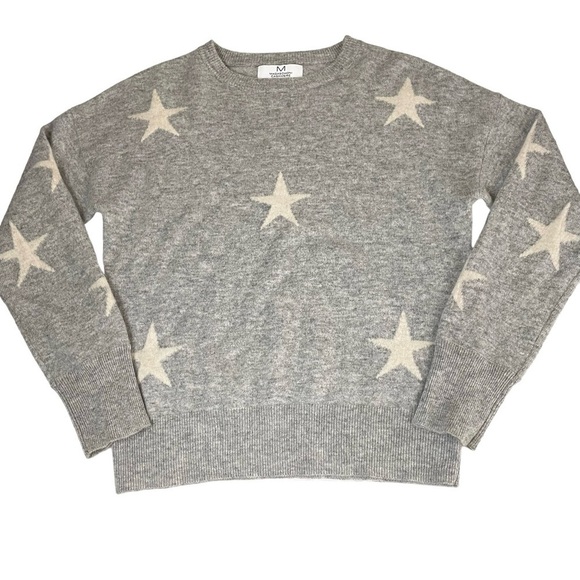 Magaschoni 100% Cashmere Star Knit Gray Sweater Medium - Picture 9 of 10